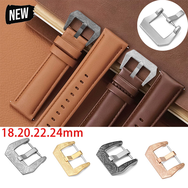 Leather Watch Band Men - 18/20/22/24mm 빈티지 스타일의 금속 시계줄 버클,