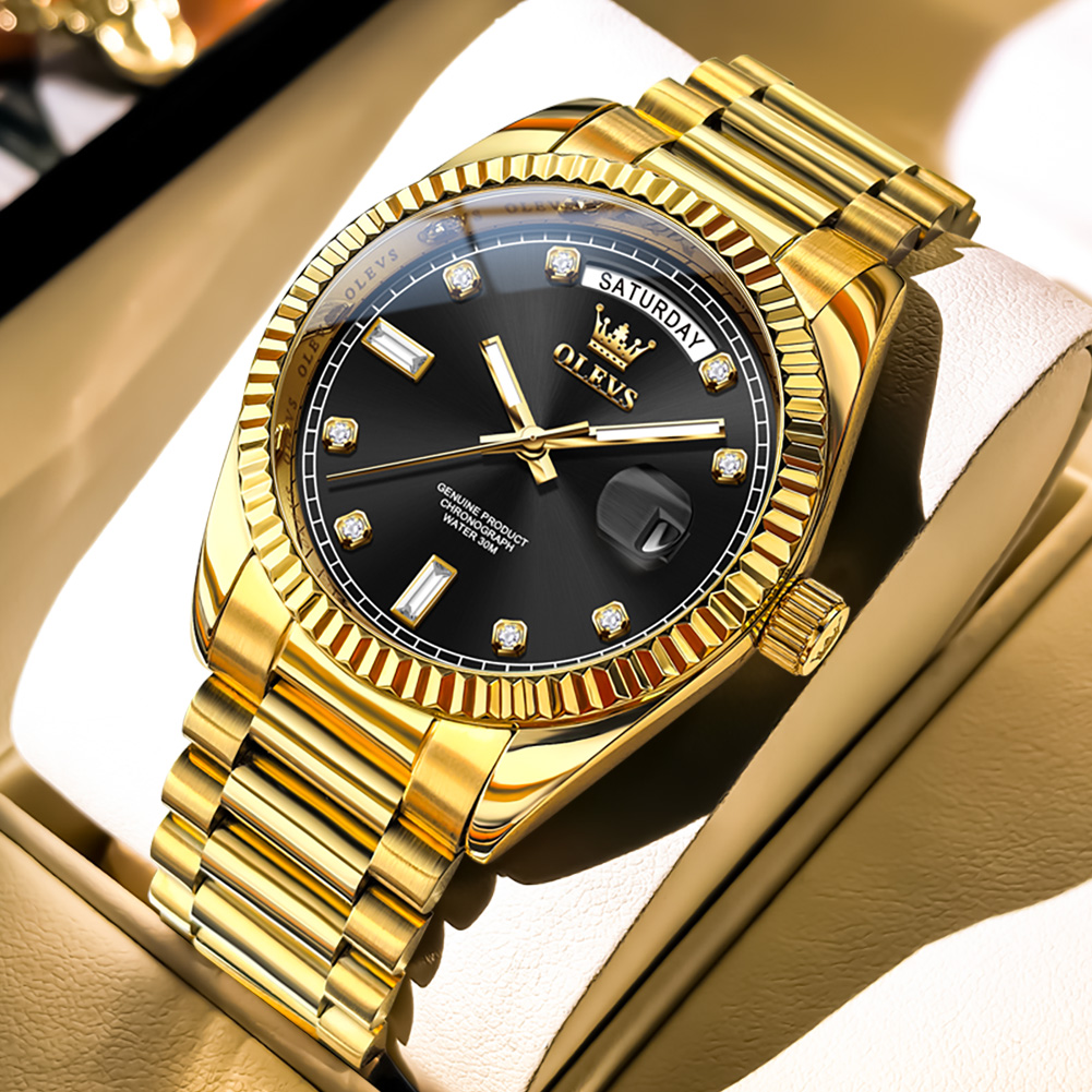 OLEVS 남성용 완전 자동 기계식 시계 금색 스테인리 - Rolex Watch Submariner 리뷰 및 가격