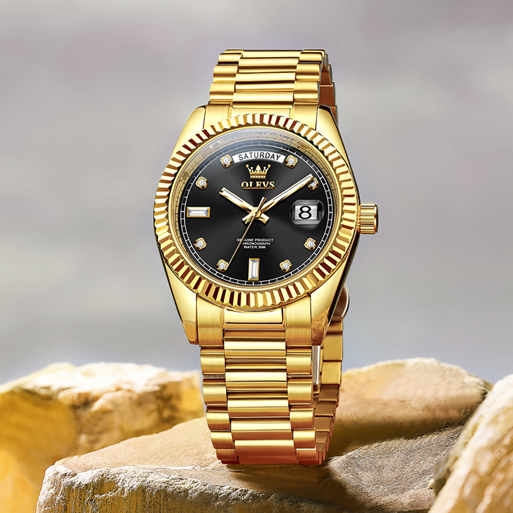 OLEVS 남성용 완전 자동 기계식 시계 금색 스테인리 - Rolex Watch Submariner 리뷰 및 가격