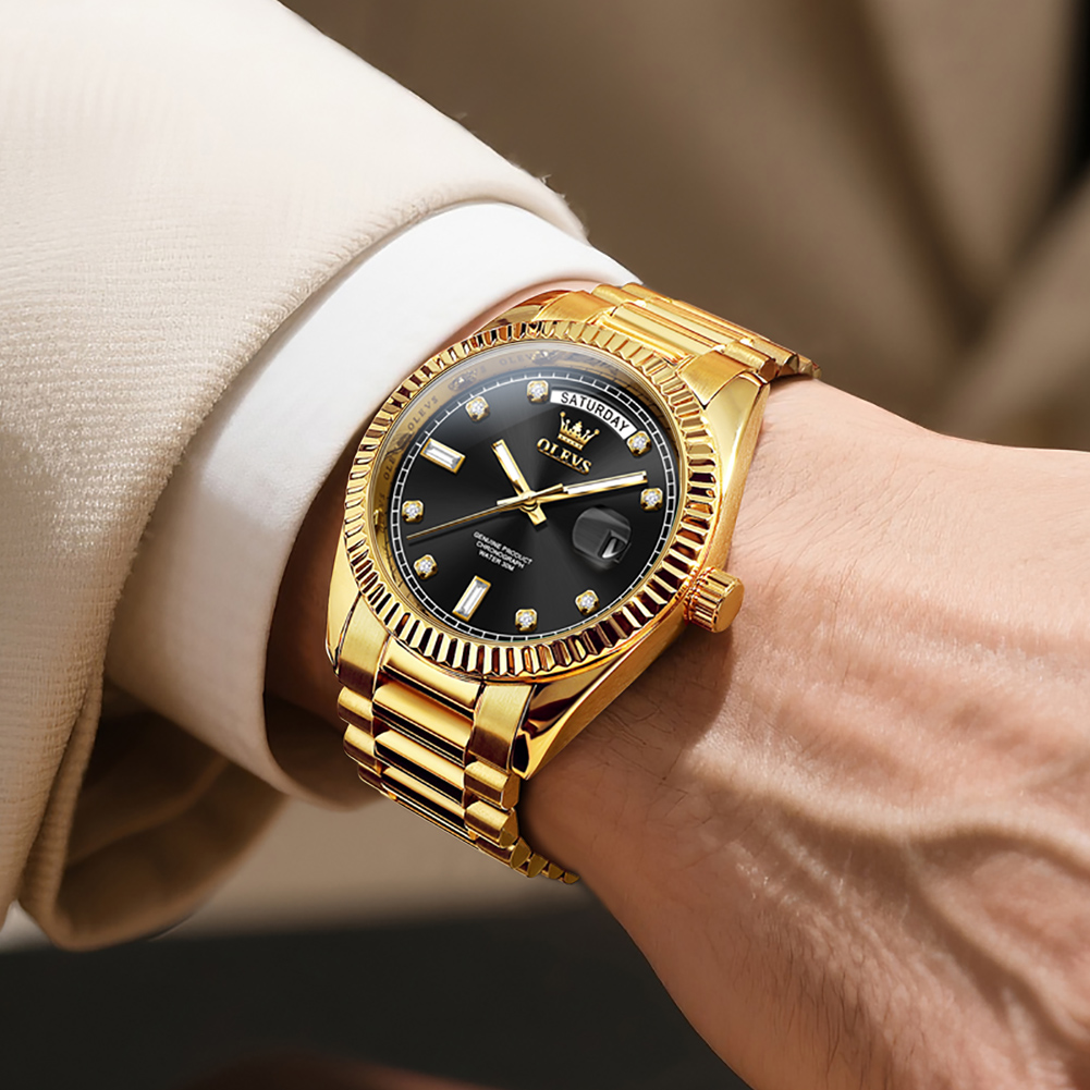 OLEVS 남성용 완전 자동 기계식 시계 금색 스테인리 - Rolex Watch Submariner 리뷰 및 가격