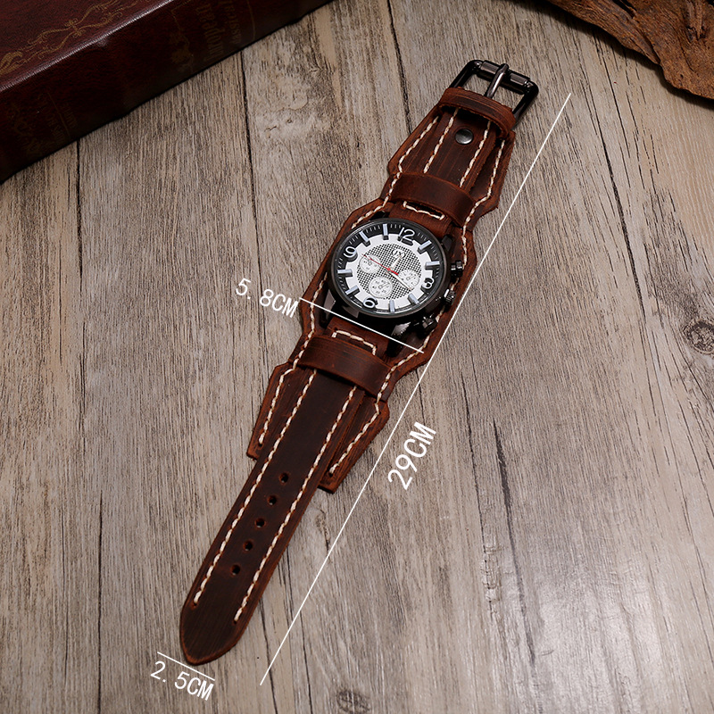 펑크 빈티지 정품 가죽 스트랩 전자 쿼츠 시계, 남성  - Leather Watch Band Men 리뷰 및 가격